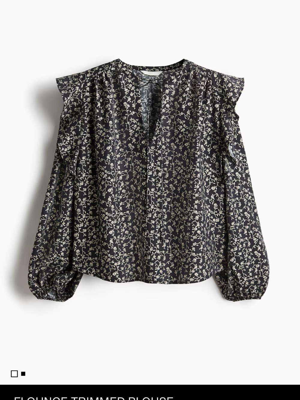H&M Black Blouse with Cream Floral Print